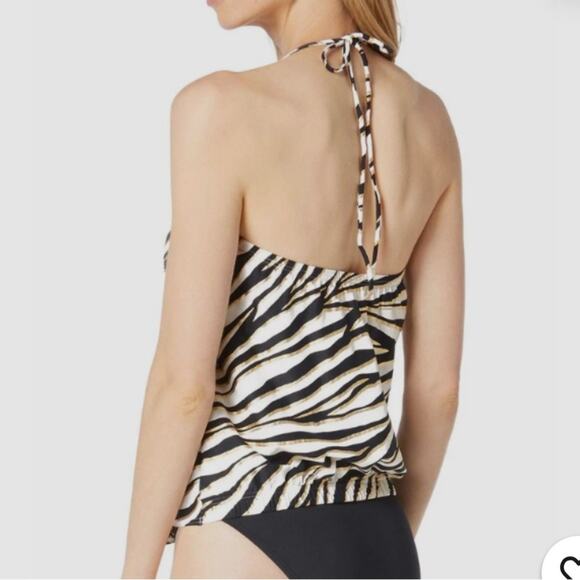 Michael Kors NWT $130 Zebra-Print Tankini Top zebra print multicolor Size M - Picture 3 of 4